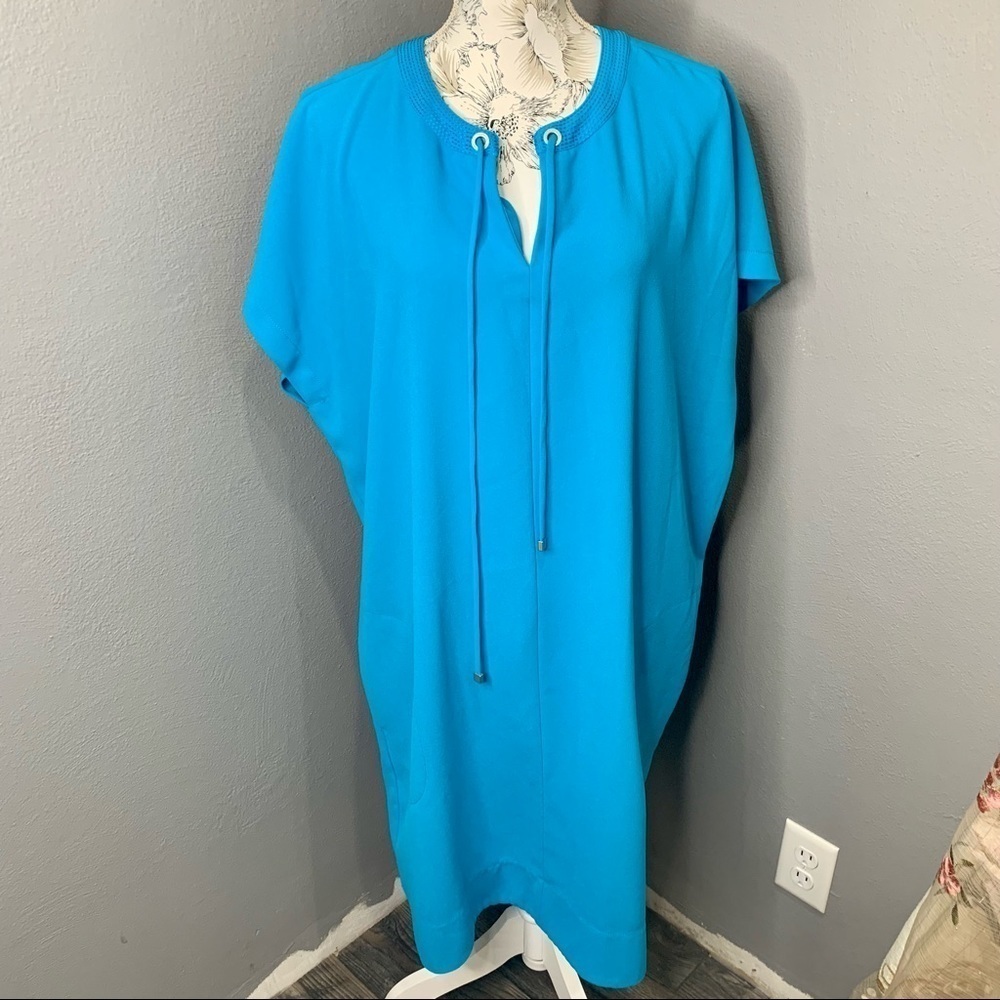 Lands End Dress 18T 18 Tall Bright Blue Flowy
